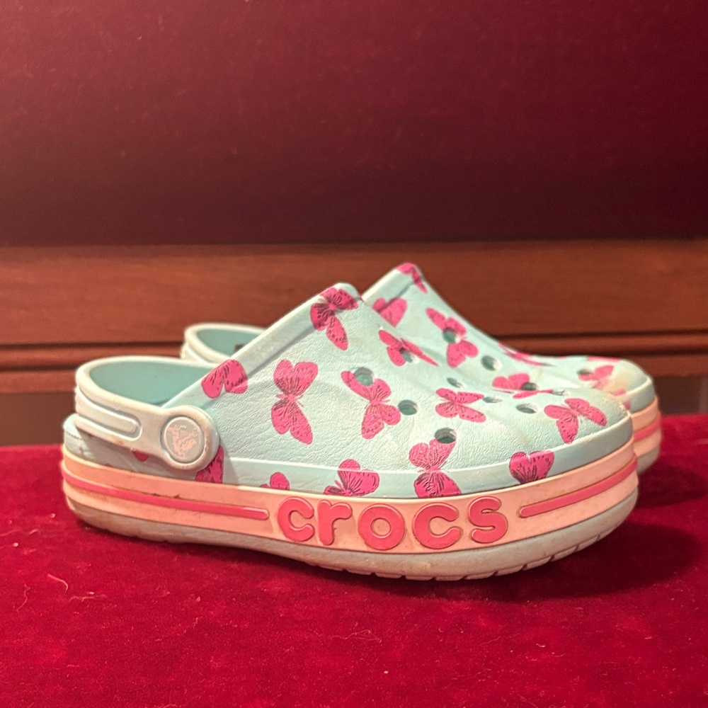CROCS Kids' Butterfly Sandals - Light Blue and Pink